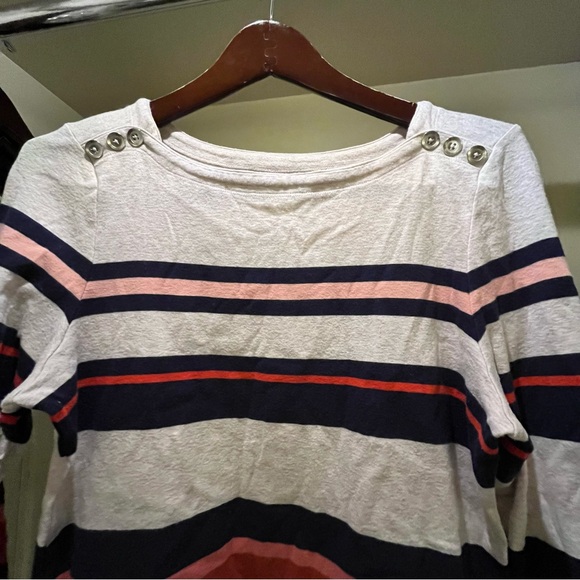 Croft & Barrow Striped Button Shoulder Top Nautical 3/4 Sleeve Shirt Size L - Picture 3 of 9